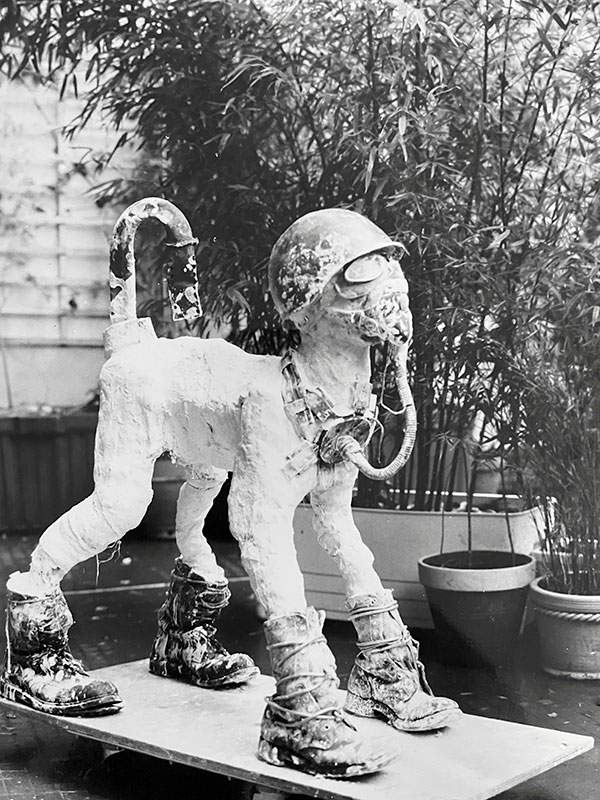 Chat de Noël en plâtre